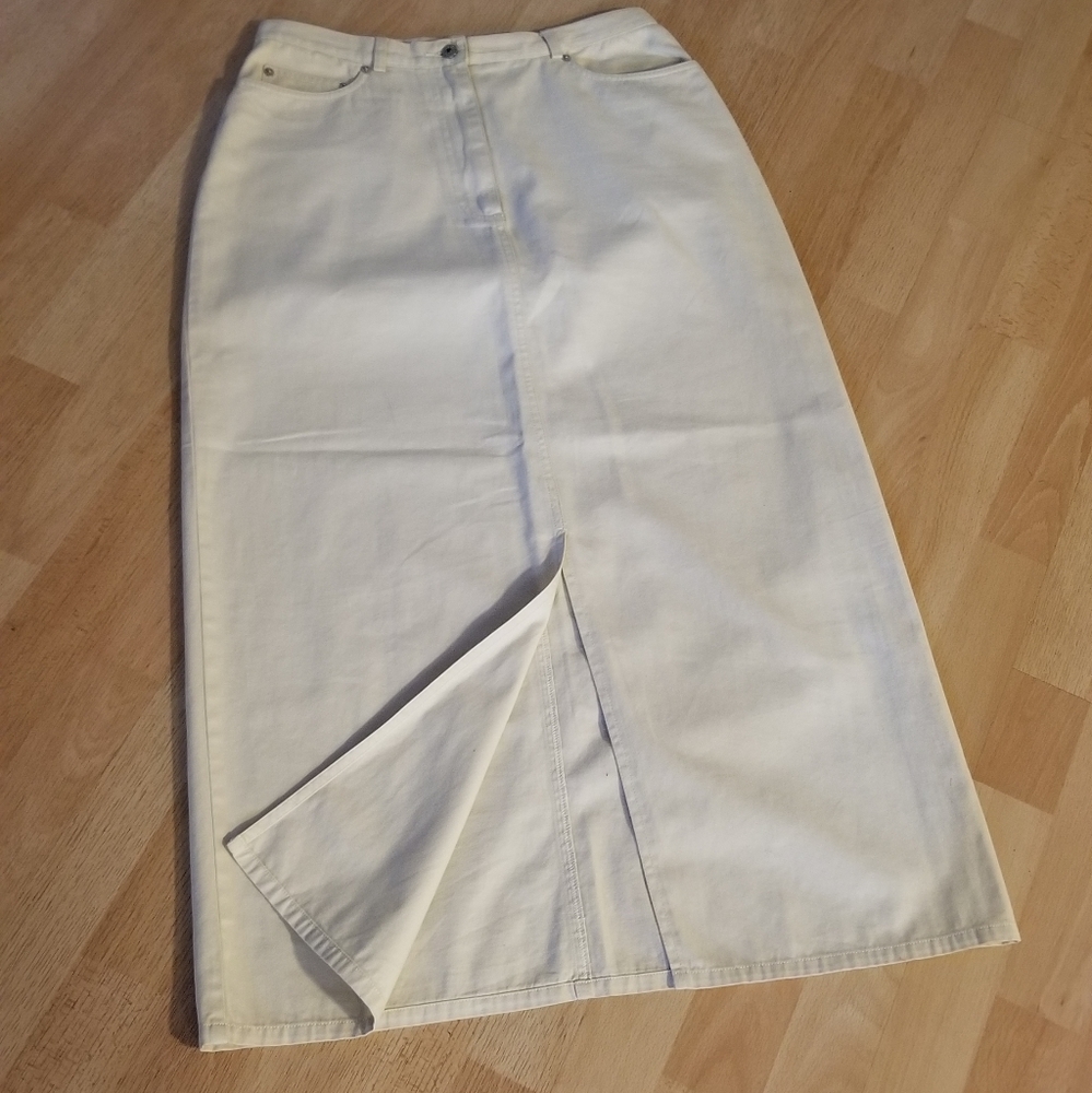 Khaki Jean Maxi Skirt by marsh landing
